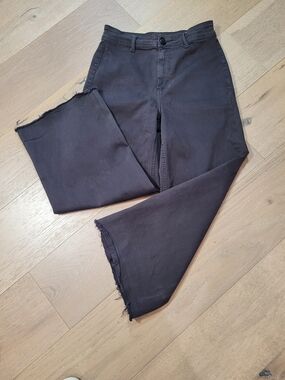 OAT New York Jeans Women's sz 6/28 Black High Rise Wide Leg Cropped Denim